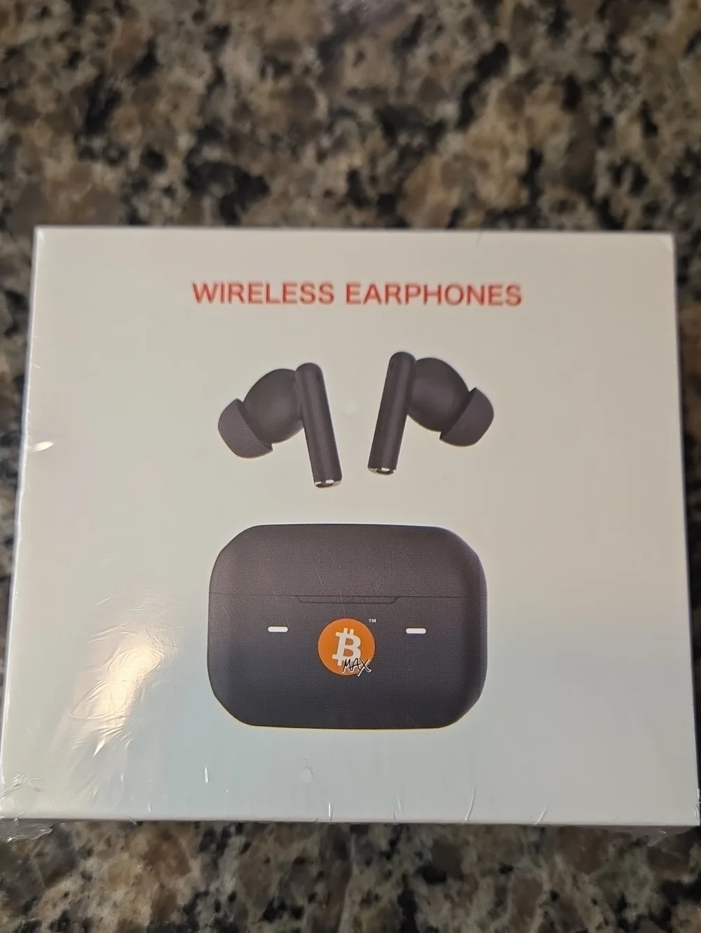 Bitcoin Max Wireless Earphones in Black with Charging Case